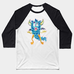 Halloween Fuzzy blue Cartoon Monster Baseball T-Shirt